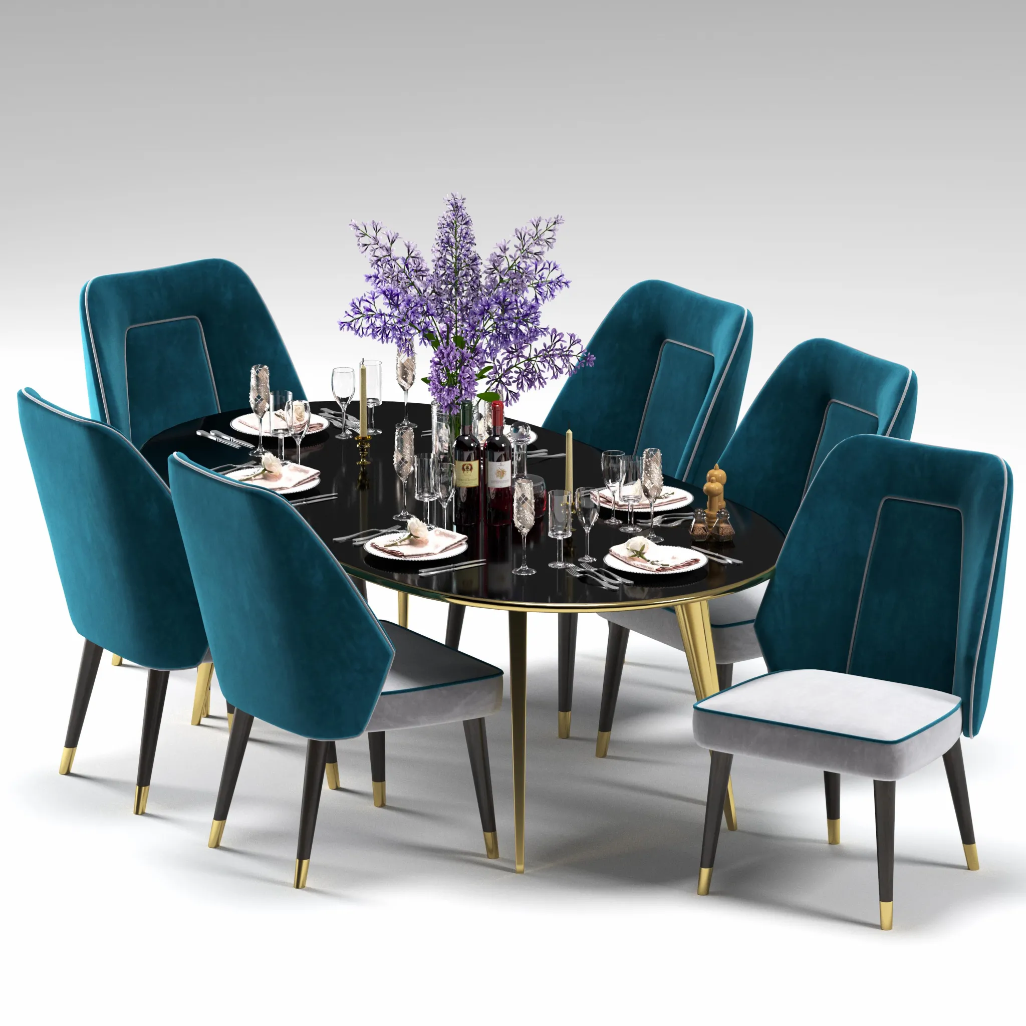 Furniture – Table and Chairs (Set) – 3D Models – deux-chair-and-dining-table-by-inside-out