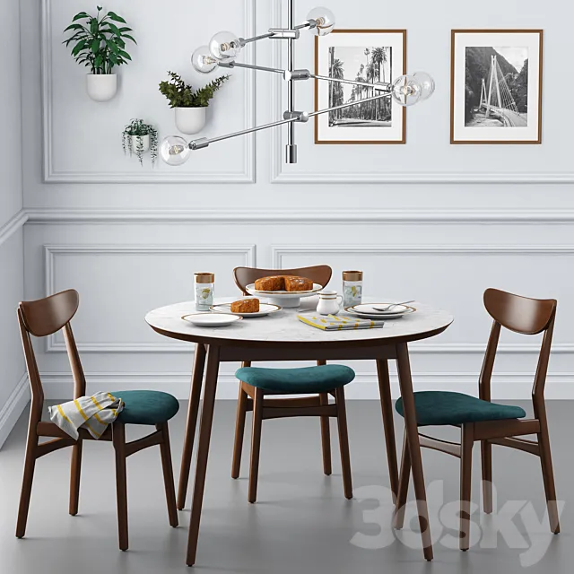Furniture – Table and Chairs (Set) – 3D Models – Dining furniture set by West Elm