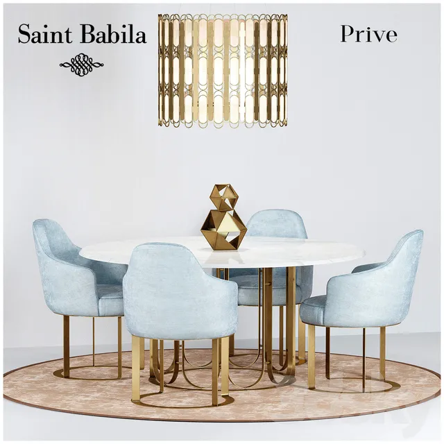 Furniture – Table and Chairs (Set) – 3D Models – Dining group Prive; SAINT BABILA