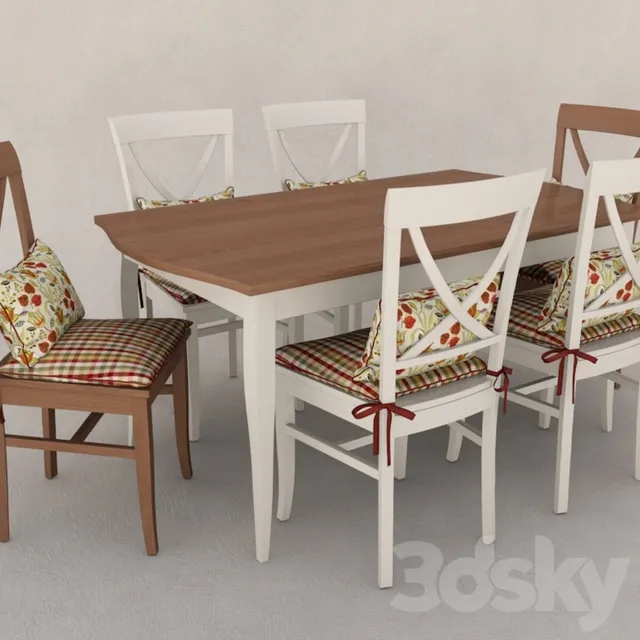 Furniture – Table and Chairs (Set) – 3D Models – Dining Group
