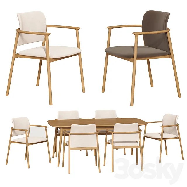 Furniture – Table and Chairs (Set) – 3D Models – Dining set 027 Lord chair