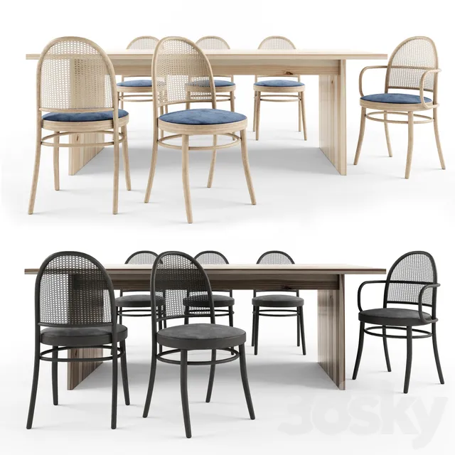 Furniture – Table and Chairs (Set) – 3D Models – Dinning table set (max 2016; obj)