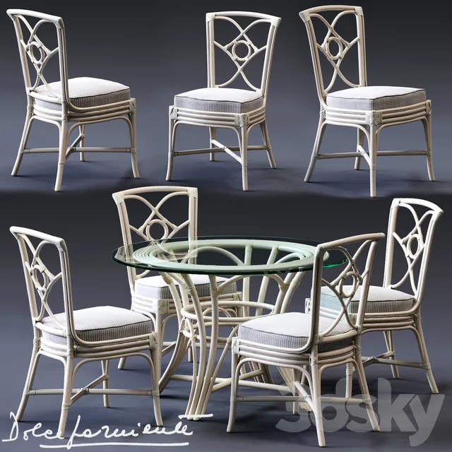 Furniture – Table and Chairs (Set) – 3D Models – Dolcefarniente ORTENSIA Chair & IRENE Table