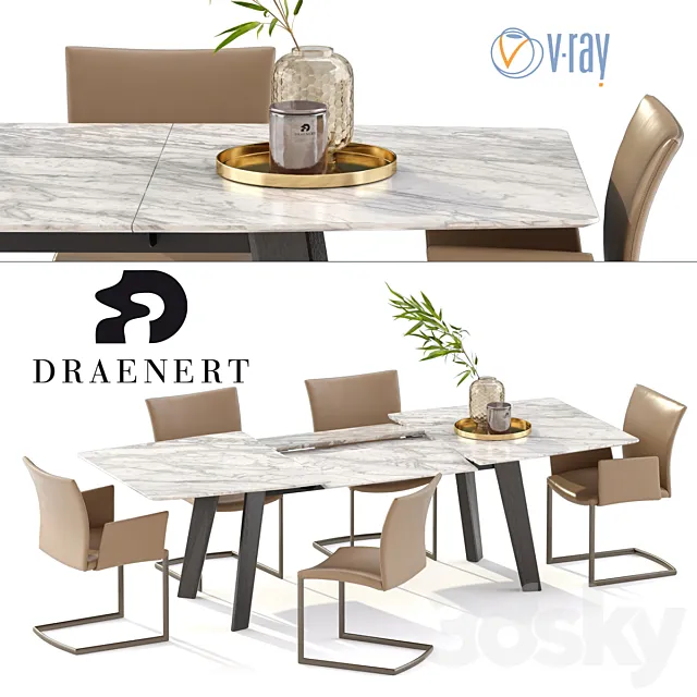 Furniture – Table and Chairs (Set) – 3D Models – DRAENERT Nobile Swing chair Fontana table
