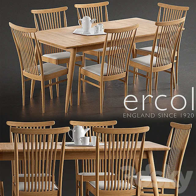 Furniture – Table and Chairs (Set) – 3D Models – Ercol Teramo Medium Extending Dining Table Ercol Teramo Dining Chair