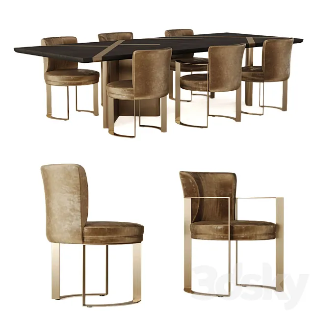 Furniture – Table and Chairs (Set) – 3D Models – Fendi Casa Dinning Set (max 2016; obj)