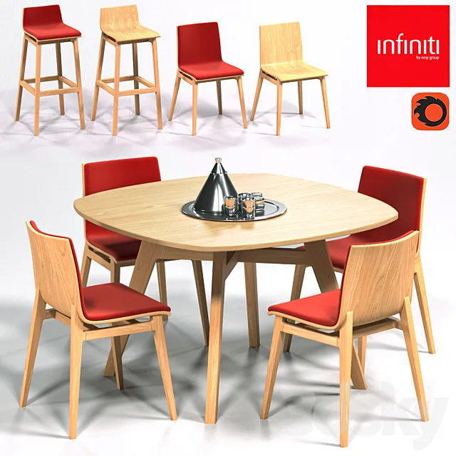 Furniture – Table and Chairs (Set) – 3D Models – Furniture set Infiniti Emma Series (max 2011; fbx)