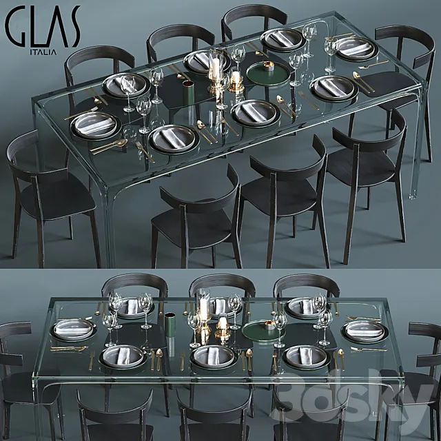 Furniture – Table and Chairs (Set) – 3D Models – Glas Italia table set
