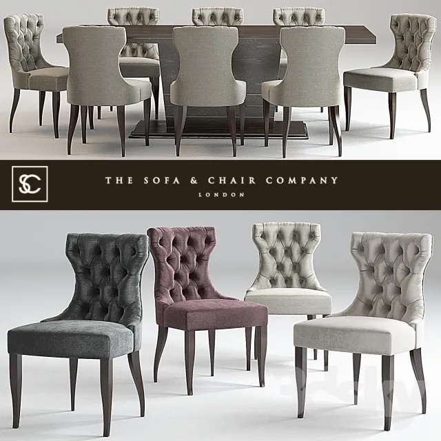 Furniture – Table and Chairs (Set) – 3D Models – Guinea dining chair & Langham Table Lugano