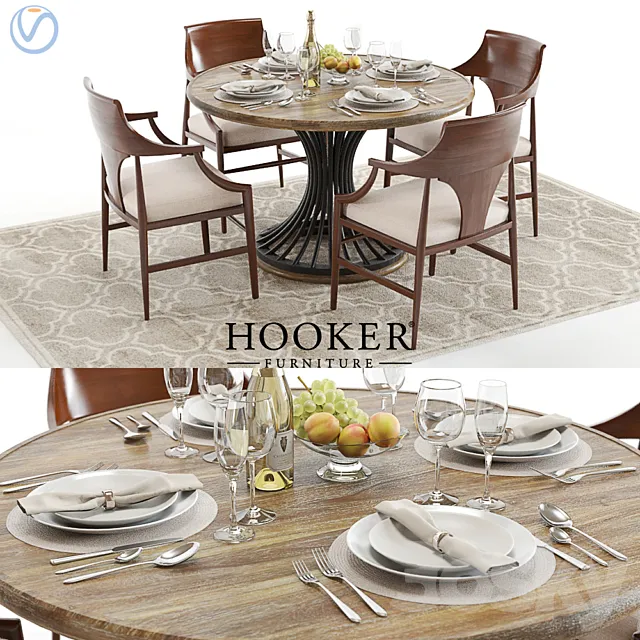 Furniture – Table and Chairs (Set) – 3D Models – Hooker Cinch and Jens