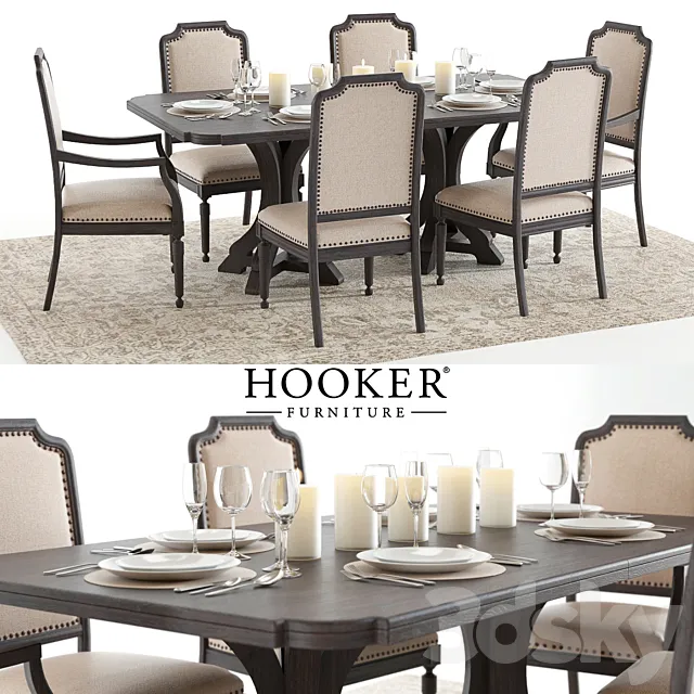 Furniture – Table and Chairs (Set) – 3D Models – Hooker Corsica 01 3d Model