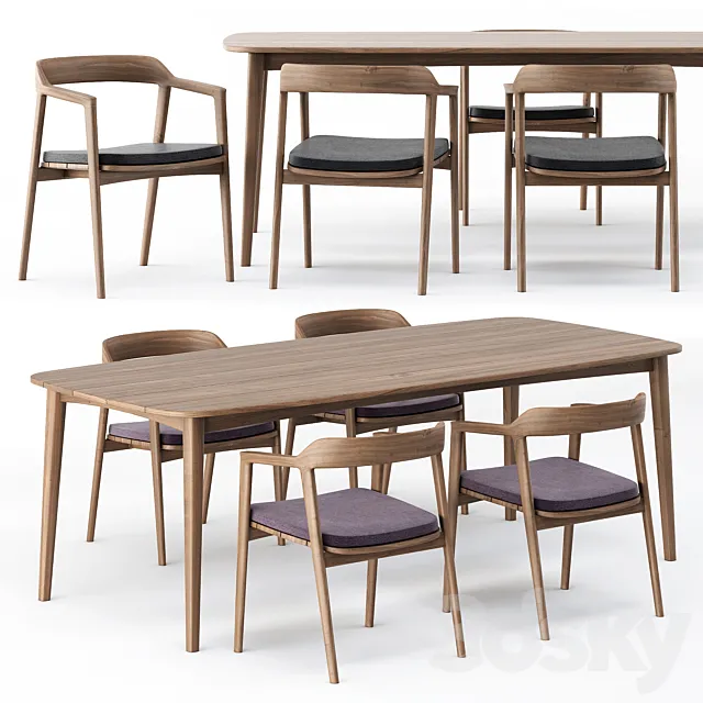 Furniture – Table and Chairs (Set) – 3D Models – KARPENTER GRASSHOPPER SET1