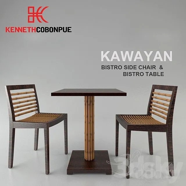Furniture – Table and Chairs (Set) – 3D Models – Kawayan.Bistro.Side Chair and Bistro Table