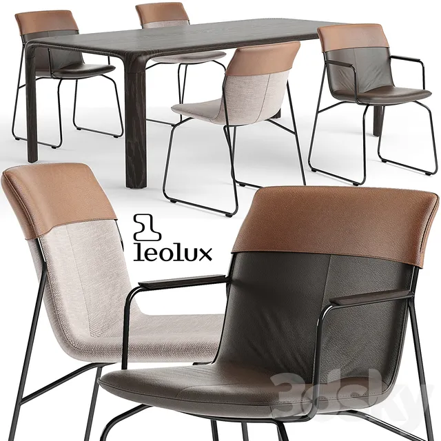 Furniture – Table and Chairs (Set) – 3D Models – Leolux Ditte Chair Set
