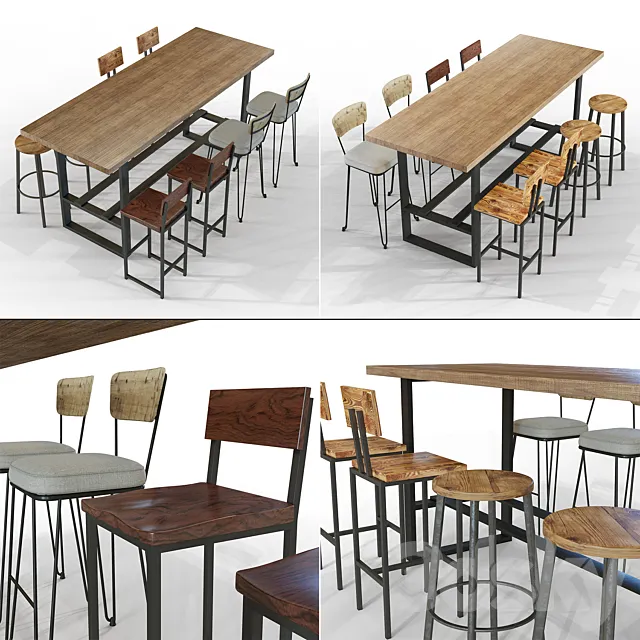Furniture – Table and Chairs (Set) – 3D Models – LOFT SET 2 3D Model