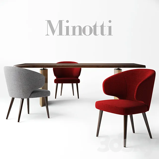 Furniture – Table and Chairs (Set) – 3D Models – Minotti chair ASTON table MORGAN