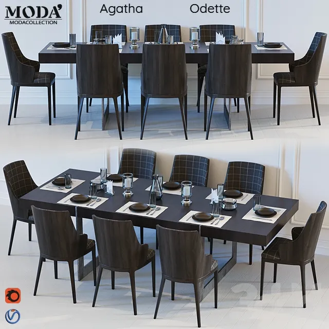 Furniture – Table and Chairs (Set) – 3D Models – Moda Agatha Odette