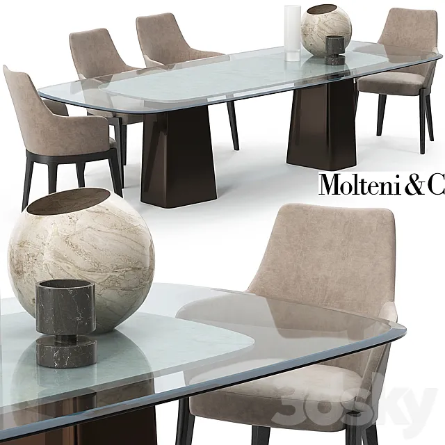 Furniture – Table and Chairs (Set) – 3D Models – Molteni mayfair set