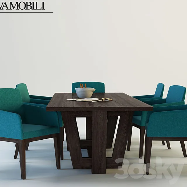 Furniture – Table and Chairs (Set) – 3D Models – Novamobili Adam & Candy table + chair
