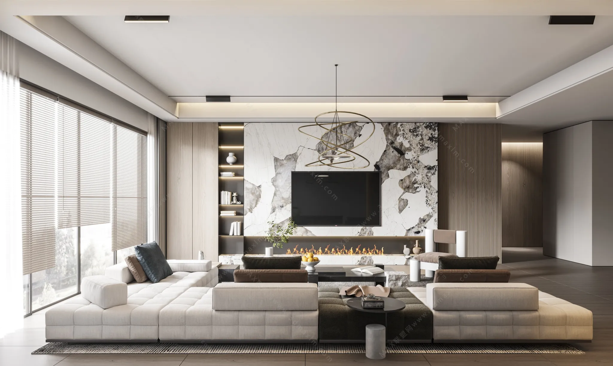 MODERN INTERIOR 3D SCENES – LIVING ROOM – 0052