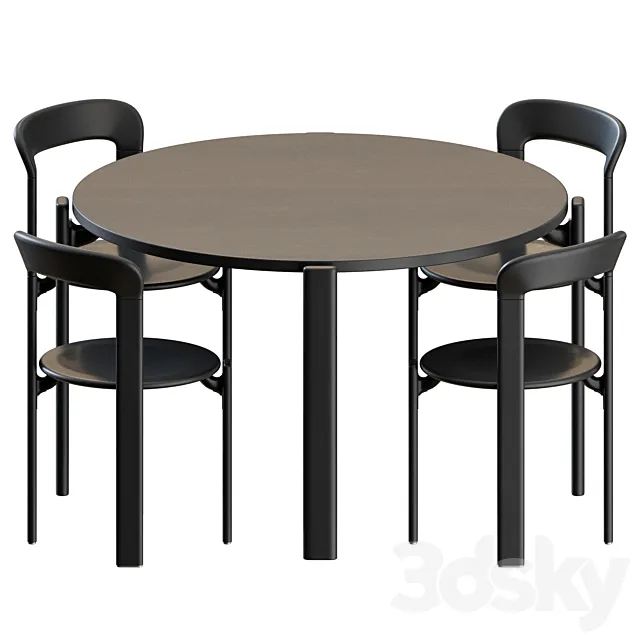 Furniture – Table and Chairs (Set) – 3D Models – Rey Dinning Set by Hay
