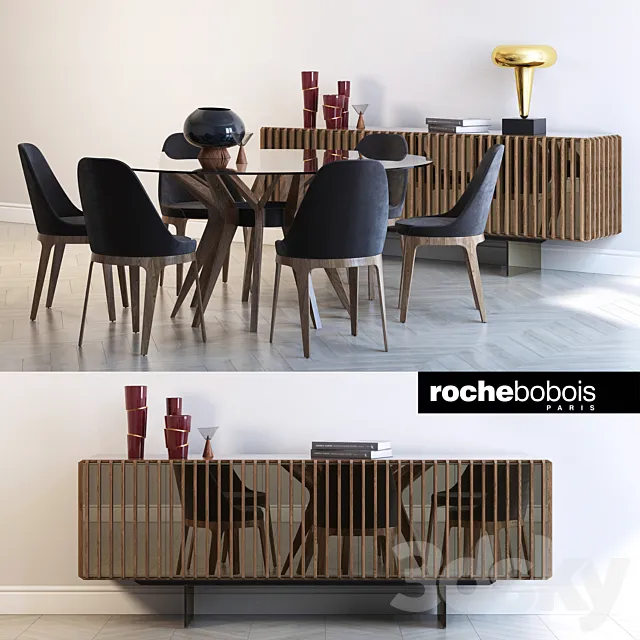 Furniture – Table and Chairs (Set) – 3D Models – Roche bobois; ASTER; TOURNICOTI; PALIS SIDEBOARD; AIRE SUSPENSION