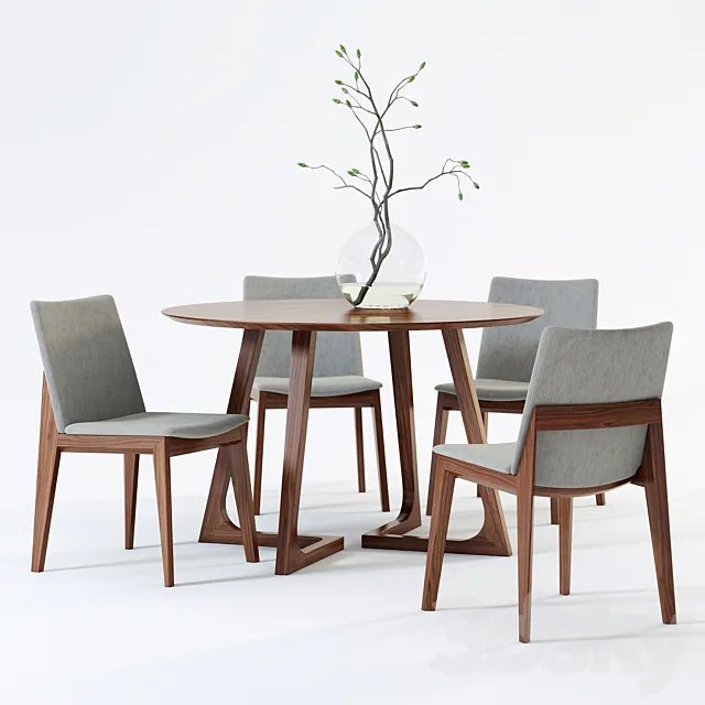 Furniture – Table and Chairs (Set) – 3D Models – Scandinavian Designs Fuchsia Dining Chair & Cress Round Dining Table