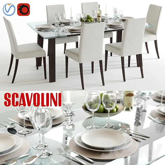 Furniture – Table and Chairs (Set) – 3D Models – Scavolini Freetime