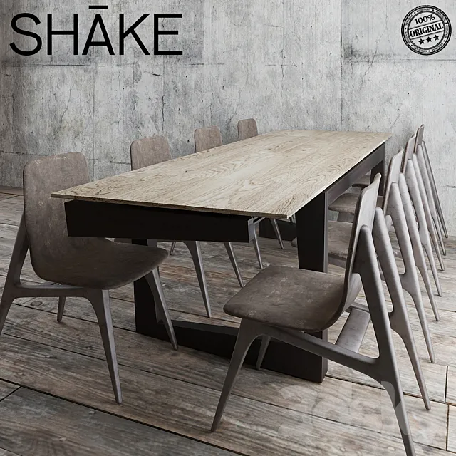 Furniture – Table and Chairs (Set) – 3D Models – Shake Twist Table & hio chair