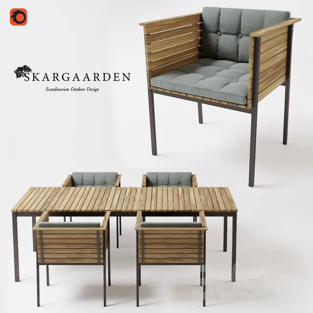 Furniture – Table and Chairs (Set) – 3D Models – Skargaarden Haringe armchair + table