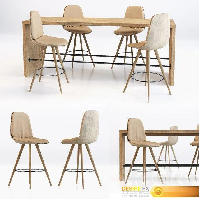 Furniture – Table and Chairs (Set) – 3D Models – Table & chair