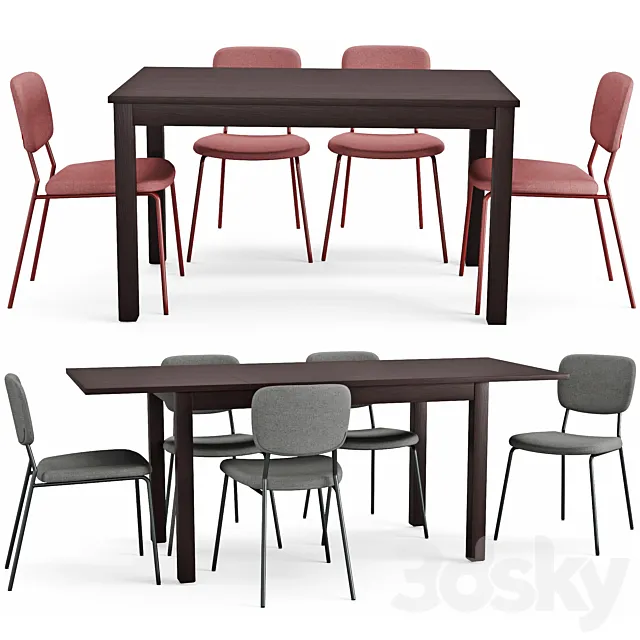 Furniture – Table and Chairs (Set) – 3D Models – Table and chair Laneberg Karljan