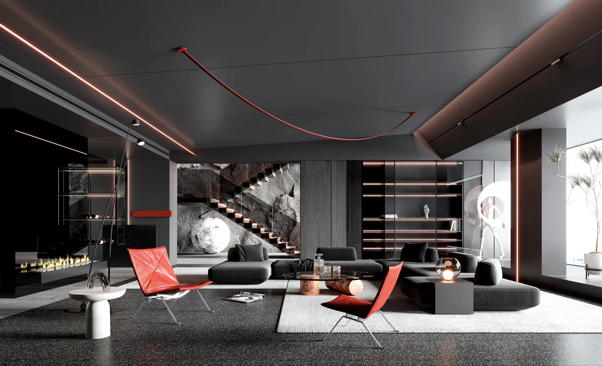HOUSE SPACE 3D SCENES – LIVING ROOM – 0035