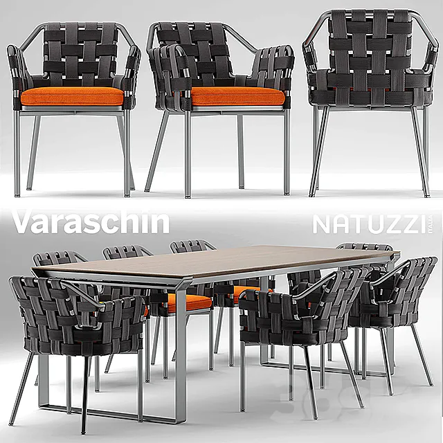 Furniture – Table and Chairs (Set) – 3D Models – Table Natuzzi and chairs Varaschin Obi