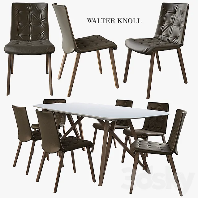 Furniture – Table and Chairs (Set) – 3D Models – Walter Knoll Liz wood
