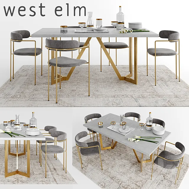 Furniture – Table and Chairs (Set) – 3D Models – WEST ELM set 4