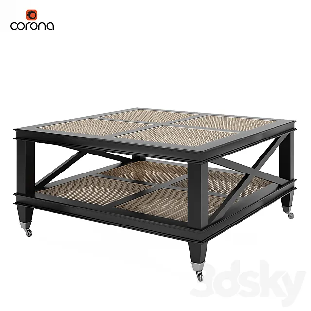 Jacqueline Wicker Shelves Coffee Table 3DS Max - thumbnail 3