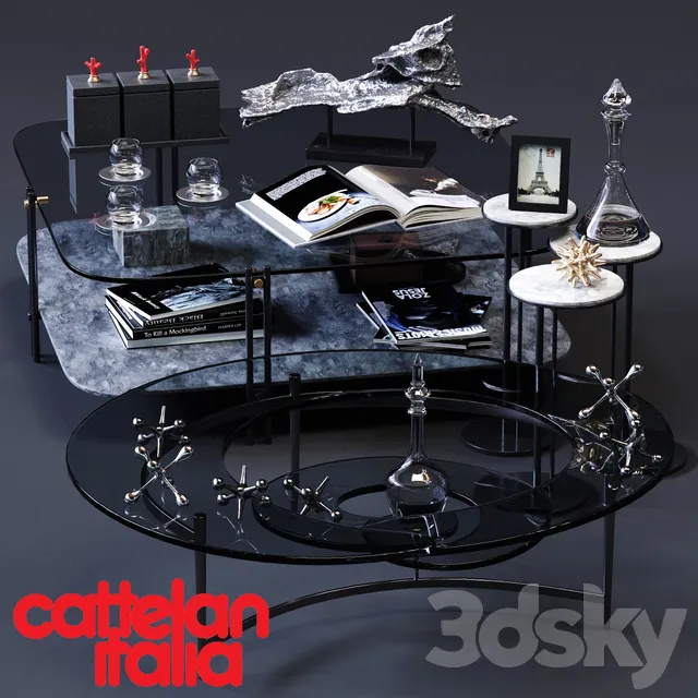 Table 3D Models – Cattelan Italia coffee tables set 01