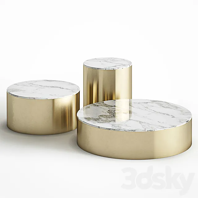 Table 3D Models – Coffee table set Cazarina Interiors (brass and marble)