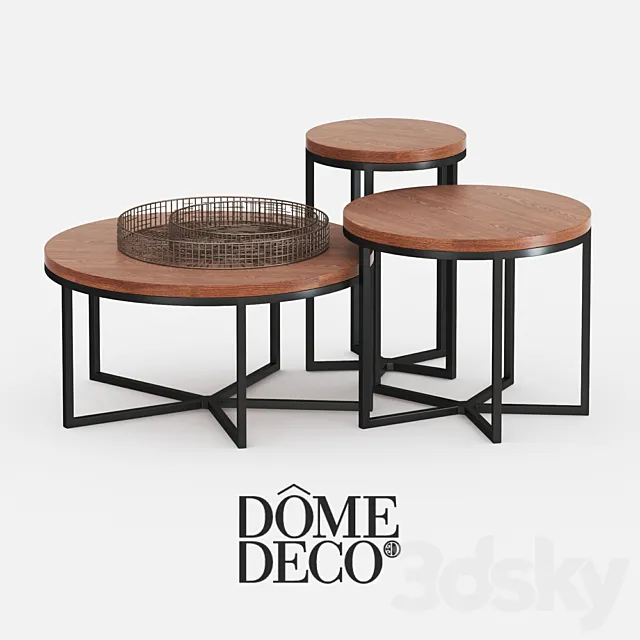 Table 3D Models – Dome deco set of coffee tables with decor