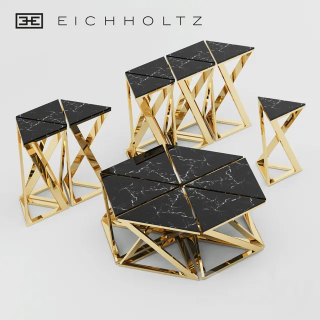 Table 3D Models – Eichholtz Galaxy table set