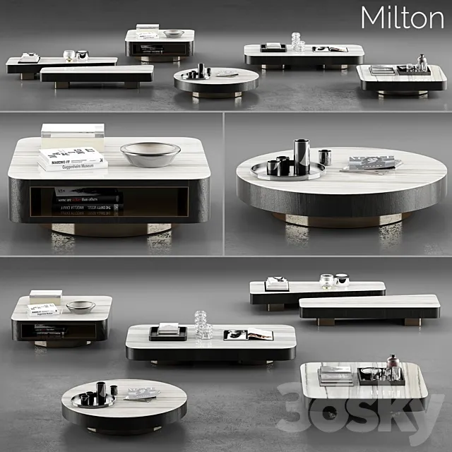 Table 3D Models – Minotti Milton Coffee Tables set 3D model