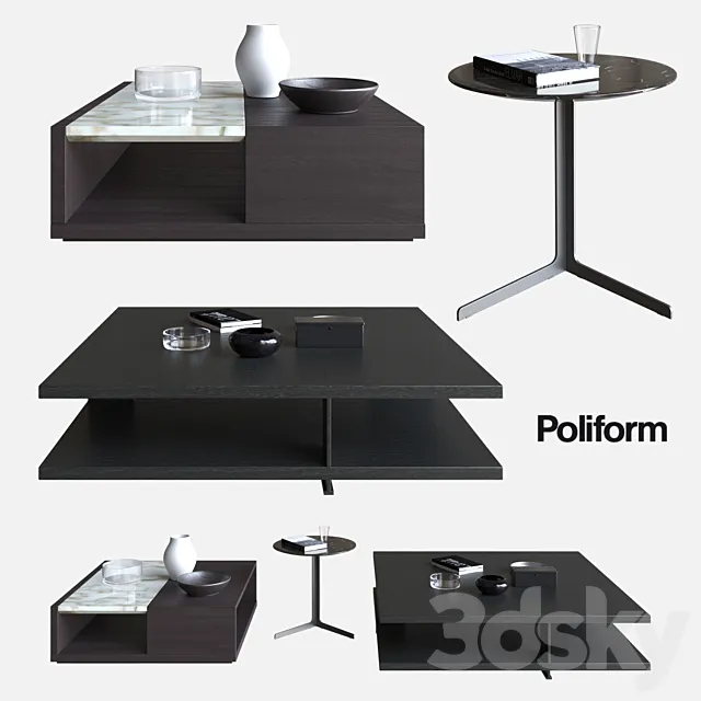 Table 3D Models – POLIFORM COFFEE TABLES BRISTOL & CLASS & BABA 3D Model