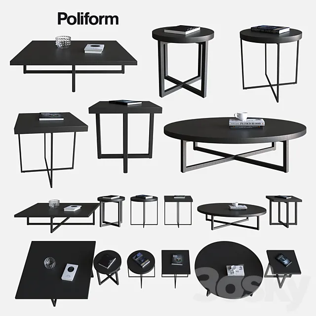 Table 3D Models – POLIFORM COFFEE TABLES YARD 3d Model