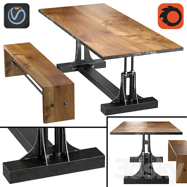 Table 3D Models – Post Industrial Table