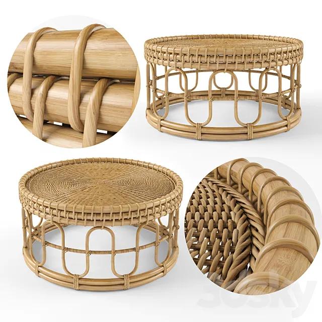 Table 3D Models – Samson Rattan Coffee Table 80 natural