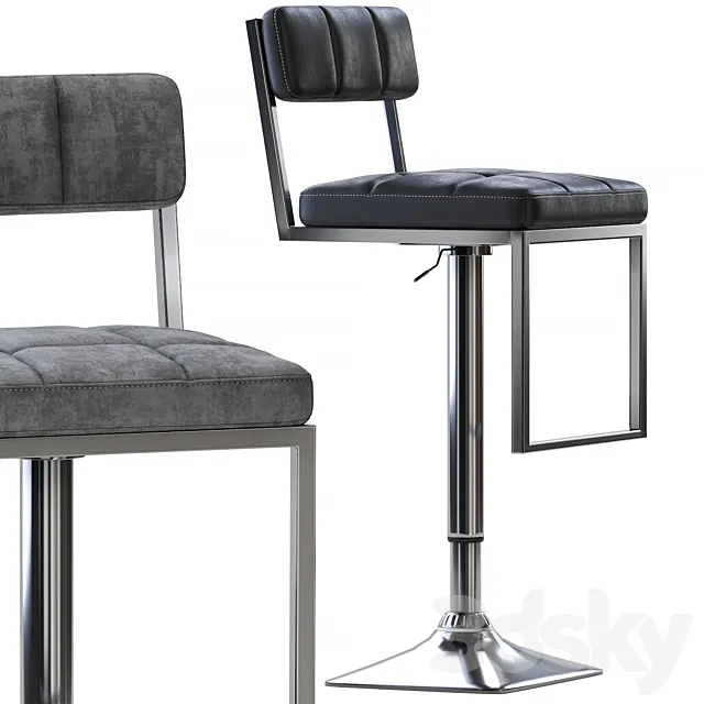 CorLiving Square-Tufted Wide Adjustable Bar Stool 3DS Max - thumbnail 3