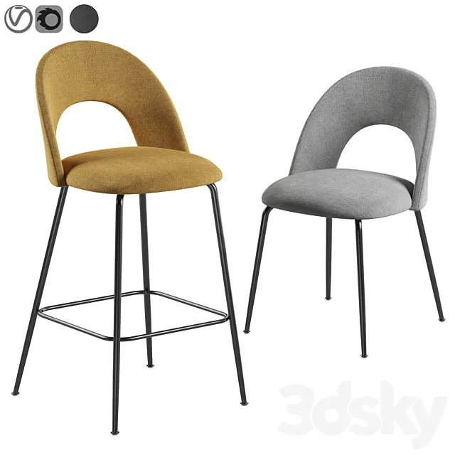 La forma Mahalia stool 3DS Max - thumbnail 3