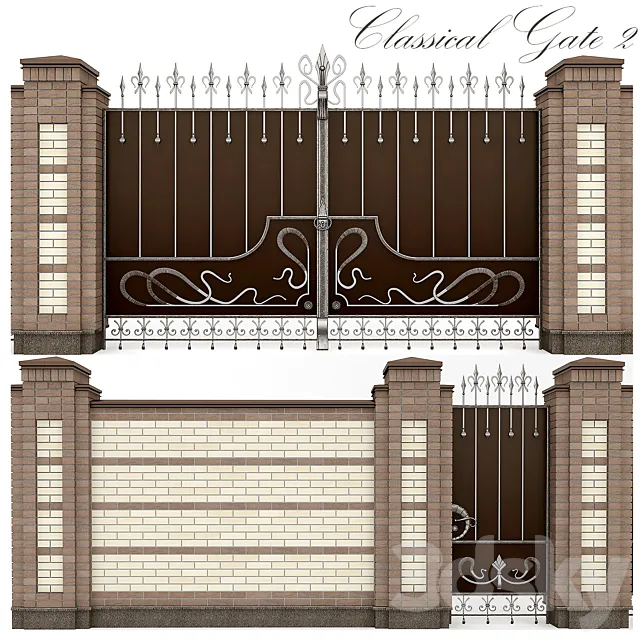 Classical forged gate 2 3DS Max - thumbnail 3