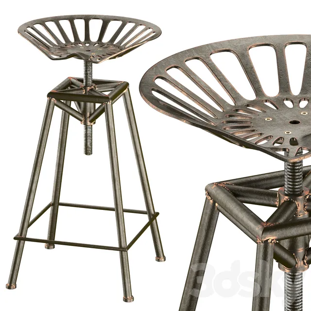Charlie Industrial Metal Design stool 3DS Max - thumbnail 3